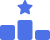 An icon of a blue bar chart with a star on the top of the middle bar